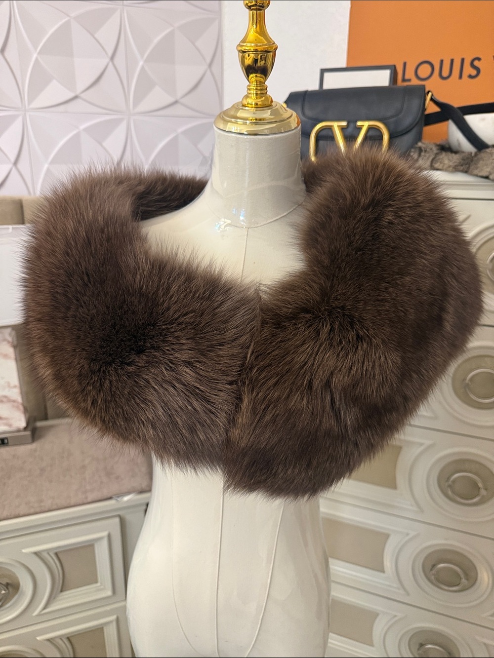 Saga fox fur shawl wrap thick pelts